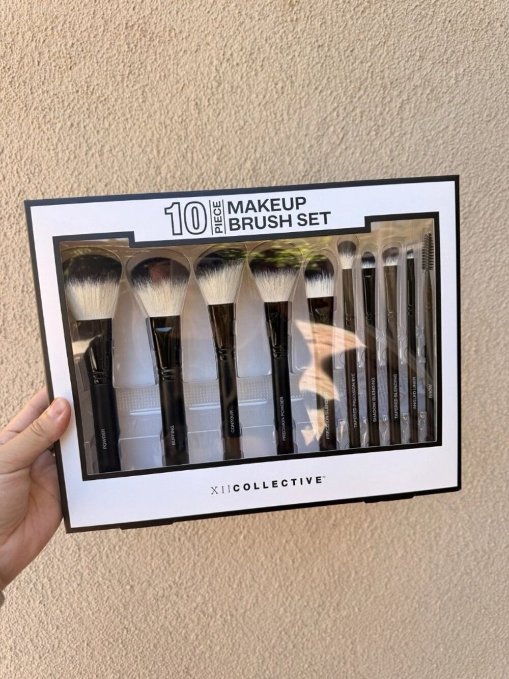 XII Collective 10-Piece Makeup Brush Set Black White New in Box